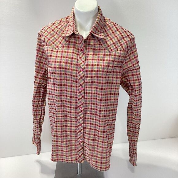 Panhandle Slim Western Shirt Pink Pearl Snaps Casual Button Down Shirt Large - Picture 1 of 12